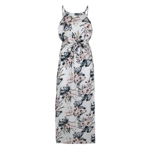 Floral Print Backless Beach Maxi Dress