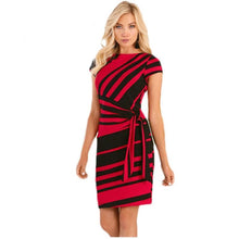Short Sleeve Stripe Pencil Midi Dress