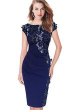 Short Sleeve Midi Bodycon Dress With 3D Flower