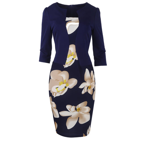 Floral Print Elegant Pencil Dress
