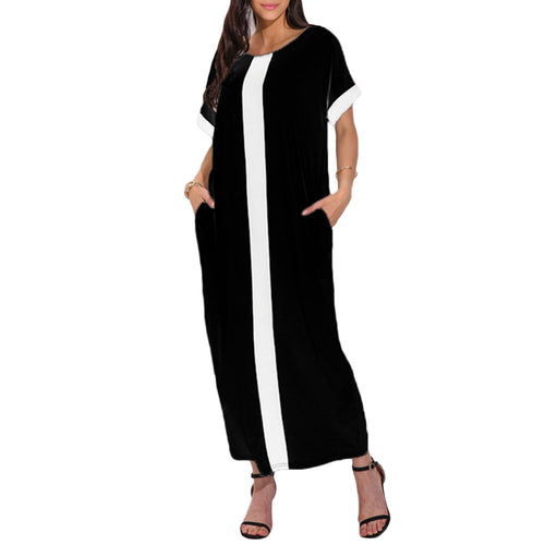 O Neck Short Sleeve Plus Size Long Dress