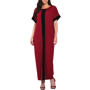 O Neck Short Sleeve Plus Size Long Dress
