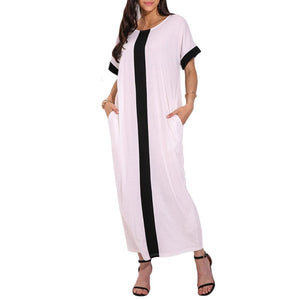 O Neck Short Sleeve Plus Size Long Dress