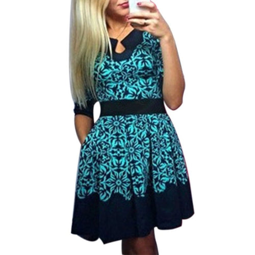 Floral Print Half Sleeve A-Line Mini Dress