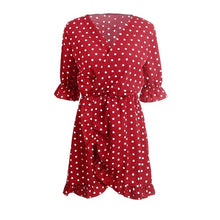 Polka Dot Print V Neck Mini Dress