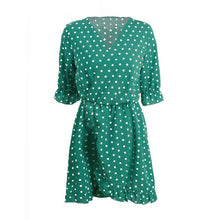 Polka Dot Print V Neck Mini Dress