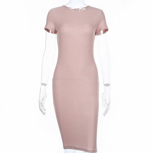 Short Sleeve Knee Length Bodycon Dress