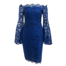 Off Shoulder Flare Sleeve Lace Bodycon Dress