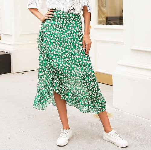 High waist streetwear long skirt femme