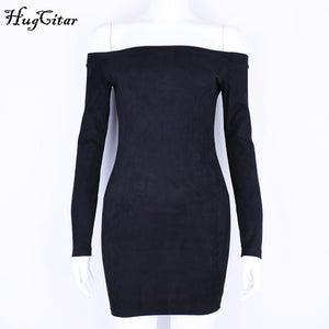 Off Shoulder Long Sleeve Mini Bodycon Dress