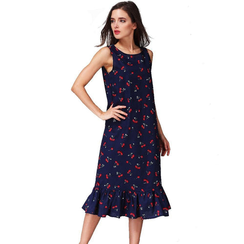 Casual Sleeveless Printed Midi Dress