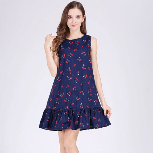 Print O Neck Sleeveless Casual Dress