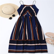 Striped High Waist Midi Cami Dress
