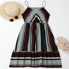 Striped High Waist Midi Cami Dress
