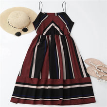 Striped High Waist Midi Cami Dress