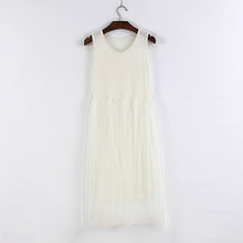 Gauze Lace O-neck Sleeveless Tank Dresses