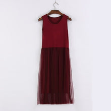 Gauze Lace O-neck Sleeveless Tank Dresses