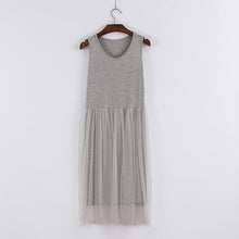 Gauze Lace O-neck Sleeveless Tank Dresses