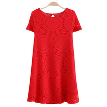 O Neck Short Sleeve Straight Lace Dress