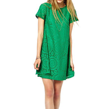 O Neck Short Sleeve Straight Lace Dress