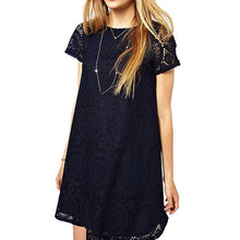 O Neck Short Sleeve Straight Lace Dress
