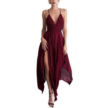 Deep V Neck Backless Long Slit Side Cami Dress