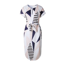 Print V Neck Short Sleeve Casual Midi Dress