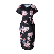 Print V Neck Short Sleeve Casual Midi Dress
