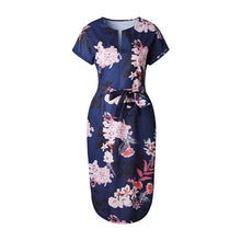 Print V Neck Short Sleeve Casual Midi Dress