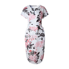 Print V Neck Short Sleeve Casual Midi Dress