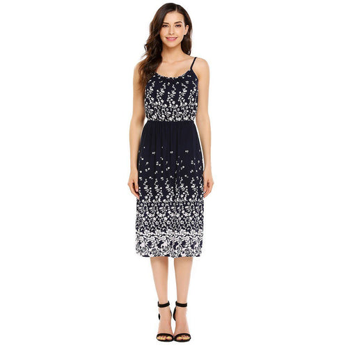 Floral Print High Waist Midi Cami Dress