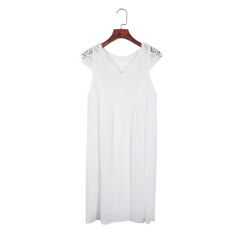 Lace V Neck Sleeveless Straight Mini Dress