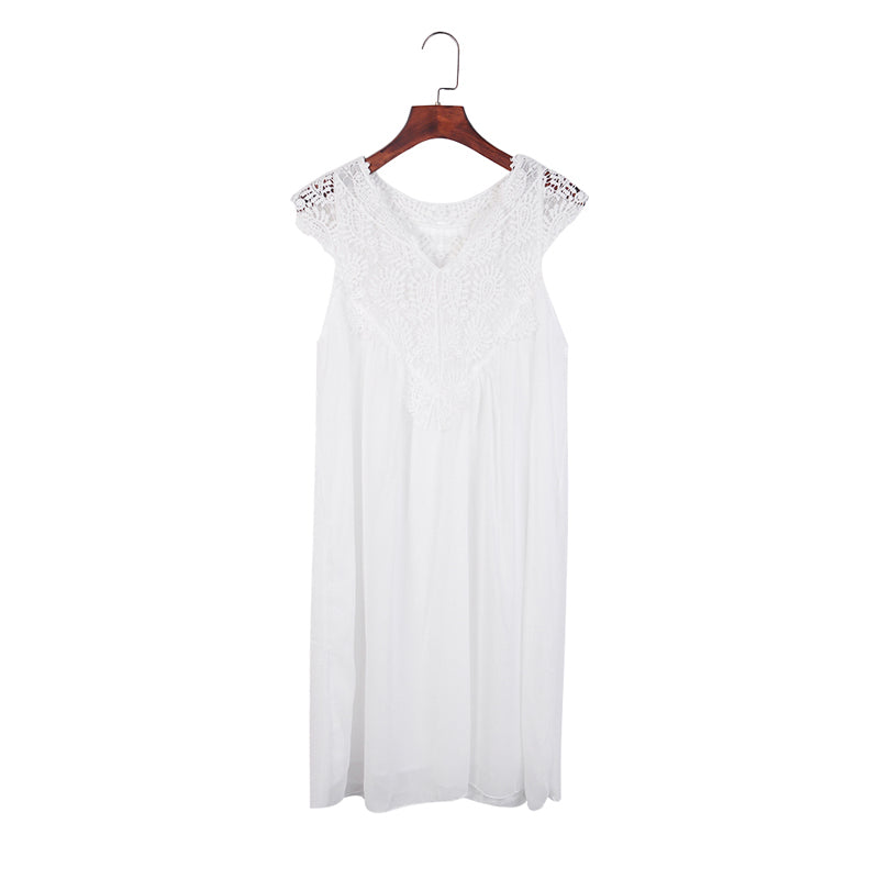 Lace V Neck Sleeveless Straight Mini Dress