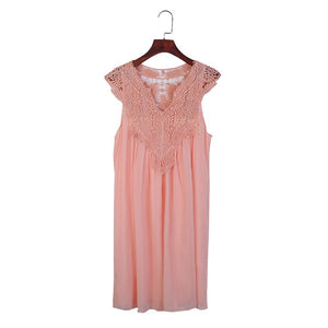 Lace V Neck Sleeveless Straight Mini Dress