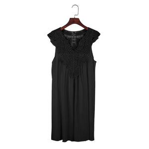 Lace V Neck Sleeveless Straight Mini Dress
