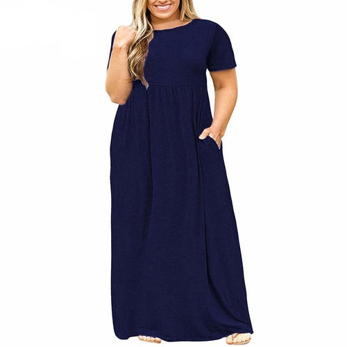 Casual O Neck Short Sleeve Long Dress