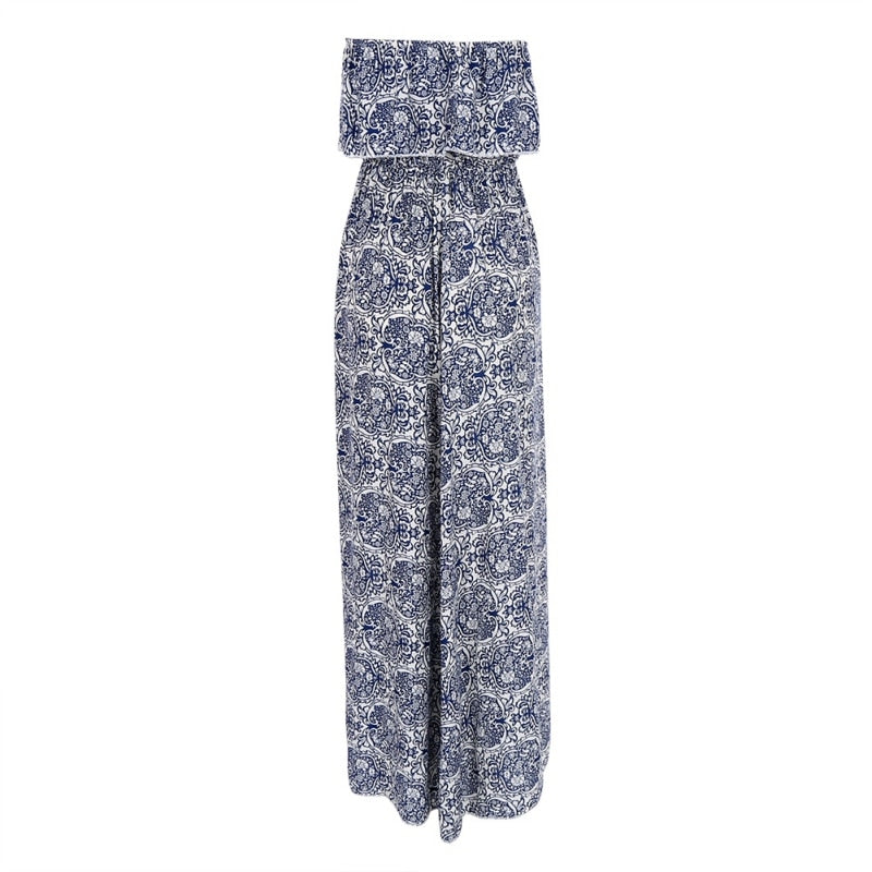 Floral Print Off Shoulder Long Maxi Dress