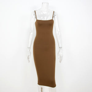 Sleeveless Bodycon Midi Cotton Dress