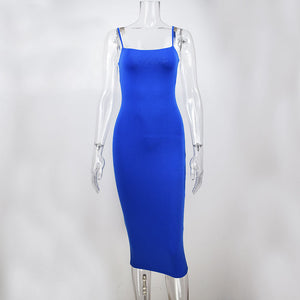Sleeveless Bodycon Midi Cotton Dress
