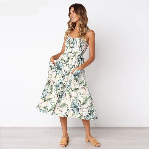 Floral Print Bohemian Maxi Dress Women Vintage Maxi Dress For Women