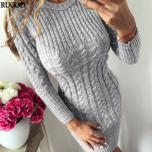 O Neck Bodycon Mini Sweater Dress