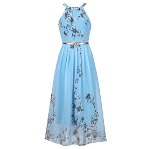 Floral Print Sleeveless High Waist Long Maxi Dress