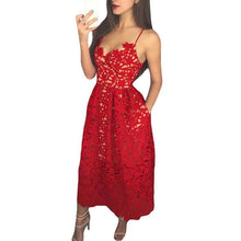 Deep V Neck Camisole Lace Midi Dress