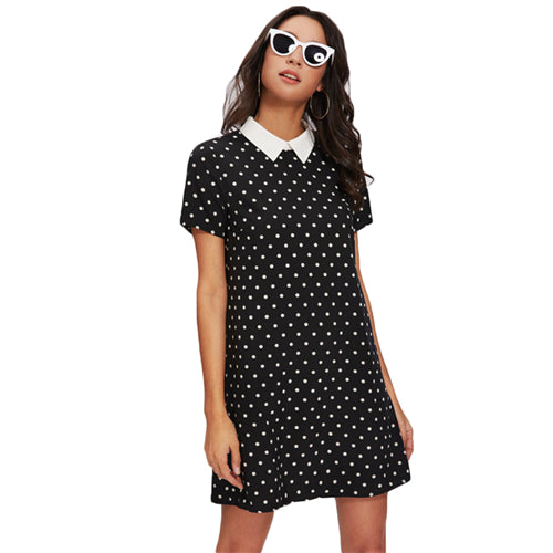 Polka Dot Casual Straight Dress