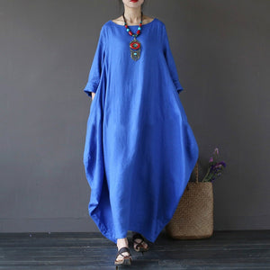 Long Sleeve O Neck Casual Pluz Size Dress