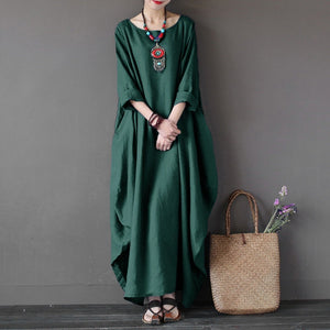 Long Sleeve O Neck Casual Pluz Size Dress