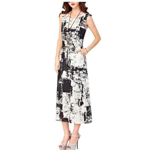Sleeveless O Neck Casual Straight Long Dress