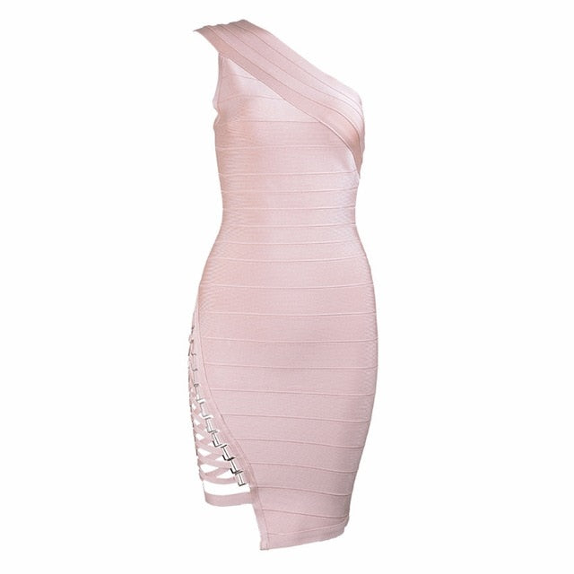 Seamyla New Arrival Celebrity Party Dresses Women One Shoulder Sequined Sexy Summer Dress 2018 Sleeveless Bodycon Bandage Dress