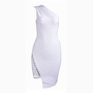 Seamyla New Arrival Celebrity Party Dresses Women One Shoulder Sequined Sexy Summer Dress 2018 Sleeveless Bodycon Bandage Dress