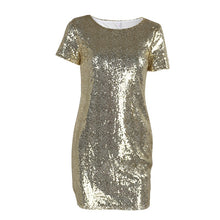O Neck Short Sleeve Mini Sequin Dress